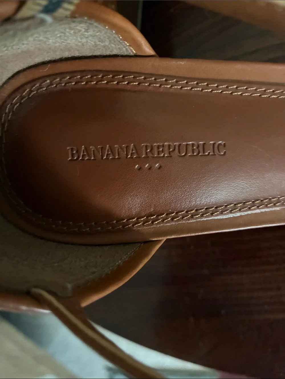 Banana Republic Tan Woven Peep-Toe Ankle-Strap Wedges